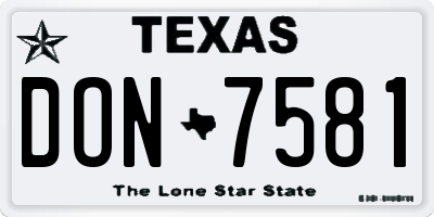 TX license plate DON7581