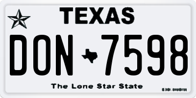 TX license plate DON7598