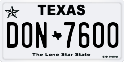 TX license plate DON7600
