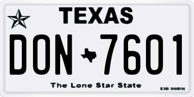 TX license plate DON7601