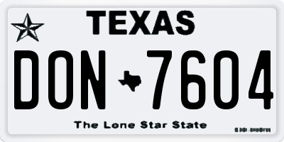 TX license plate DON7604