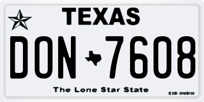 TX license plate DON7608