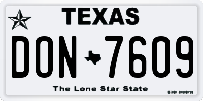 TX license plate DON7609