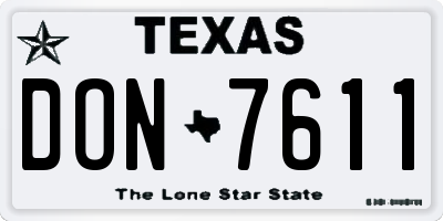 TX license plate DON7611