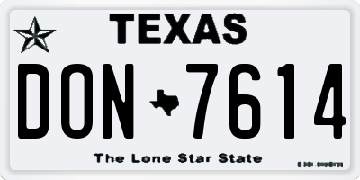 TX license plate DON7614