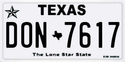 TX license plate DON7617