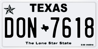 TX license plate DON7618