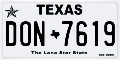 TX license plate DON7619
