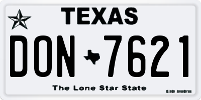 TX license plate DON7621