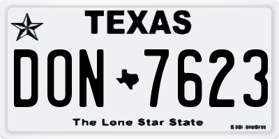 TX license plate DON7623