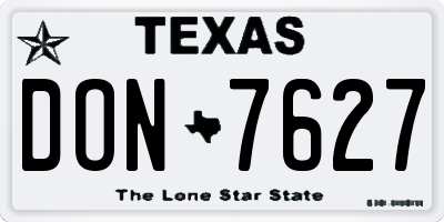TX license plate DON7627