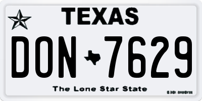TX license plate DON7629