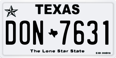 TX license plate DON7631