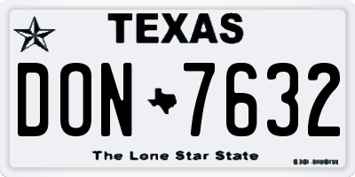 TX license plate DON7632