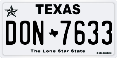 TX license plate DON7633