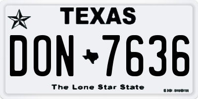 TX license plate DON7636