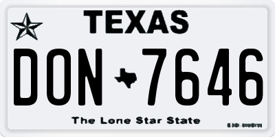 TX license plate DON7646