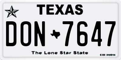 TX license plate DON7647