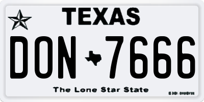 TX license plate DON7666