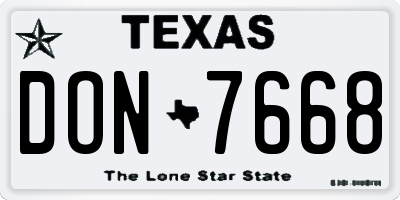 TX license plate DON7668