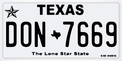 TX license plate DON7669