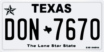 TX license plate DON7670