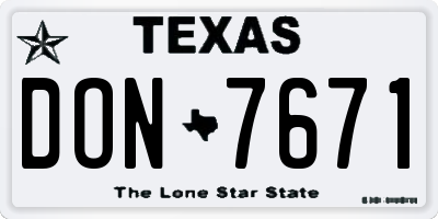 TX license plate DON7671