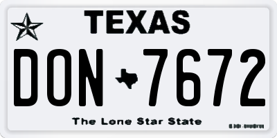 TX license plate DON7672