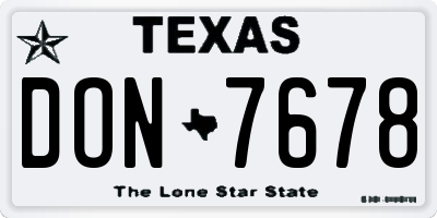 TX license plate DON7678