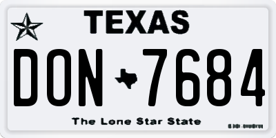 TX license plate DON7684