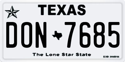 TX license plate DON7685