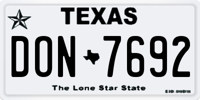 TX license plate DON7692