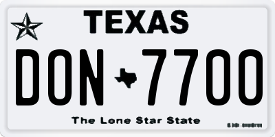 TX license plate DON7700