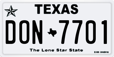TX license plate DON7701