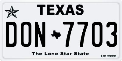 TX license plate DON7703
