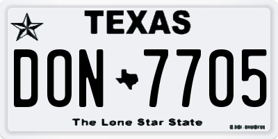 TX license plate DON7705