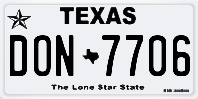 TX license plate DON7706