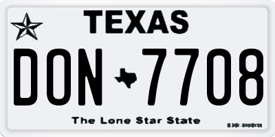TX license plate DON7708