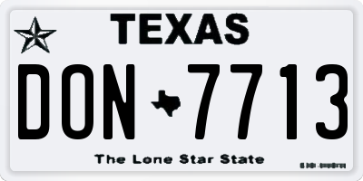 TX license plate DON7713