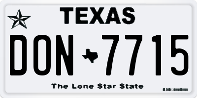 TX license plate DON7715