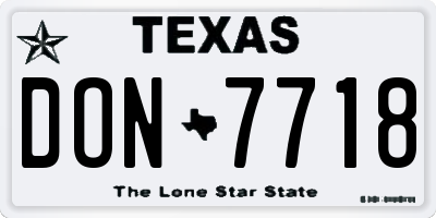TX license plate DON7718