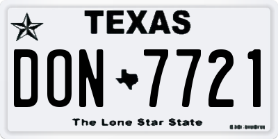 TX license plate DON7721