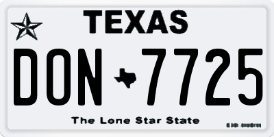 TX license plate DON7725
