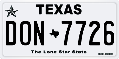 TX license plate DON7726