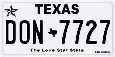 TX license plate DON7727