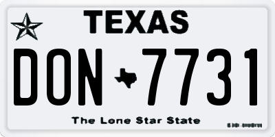 TX license plate DON7731