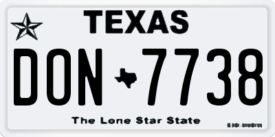 TX license plate DON7738