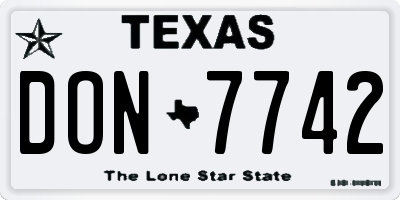 TX license plate DON7742