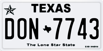 TX license plate DON7743
