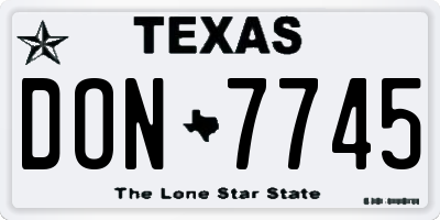TX license plate DON7745
